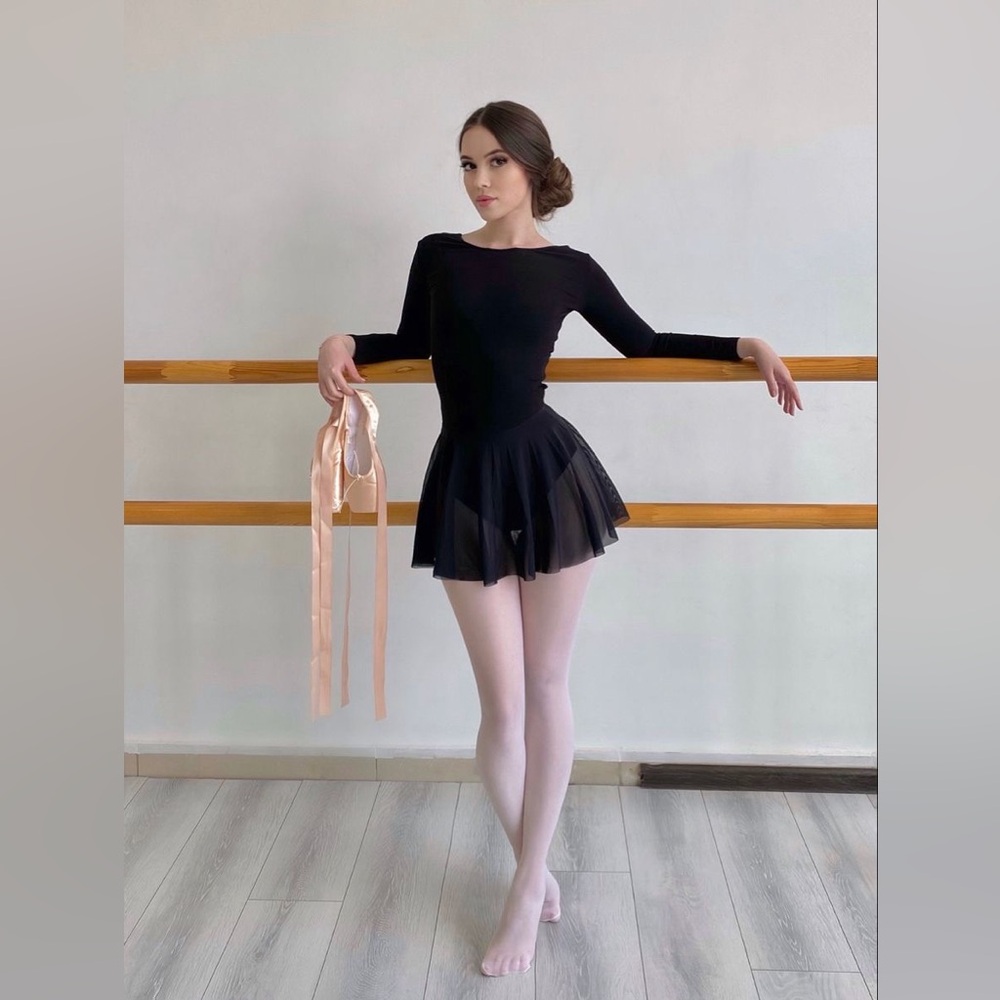 Balletcore barre black sheer side bow tie ballerina dance wrap cover up skirt OS